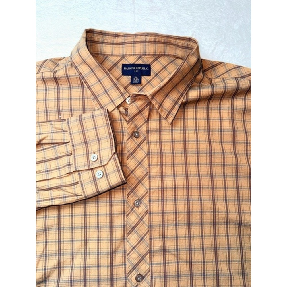 Banana Republic XXL‎ 18 18.5 Men's Plaid Button Down Shirt Long Sleeve Casual